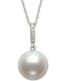 【送料無料】 ベル ドゥ メール レディース ネックレス・チョーカー・ペンダントトップ アクセサリー Cultured Freshwater Pearl (6mm) & Diamond Accent 18" Pendant Necklace in 14k White Gold White Gold