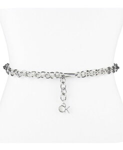 �J���o���N���C�� ���f�B�[�X �A�N�Z�T���[ �x���g ���S Calvin Klein Women's Silver-Tone Chain Belt with Hanging Logo Charm Silver �V���o�[