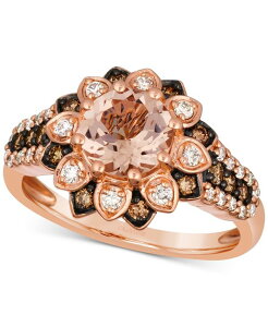 yz  @ fB[X O ANZT[ Peach Morganite (7/8 ct. t.w.) & Diamond (3/8 ct. t.w.) Flower Ring in 14k Rose Gold No Color