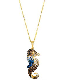 【送料無料】 ル ヴァン レディース ネックレス・チョーカー・ペンダントトップ アクセサリー Ombr&eacute;&reg; Multi-Gemstone (1/4 ct. t.w.) & Chocolate Ombr&eacute; Diamond (1/2 ct. t.w.) Seahorse Pendant Necklace in 14k Gold 18" + 2" extender No Color