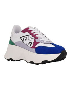 QX fB[X V[Y Xj[J[ vbgtH[ GUESS Women's Calebb Chunky Platform Fashion Sneakers White/Black zCg