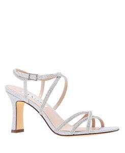 �j�i ���f�B�[�X �V���[�Y �T���_�� Nina Women's Anna Embellished Evening Sandals Silver Synthetic �V���o�[