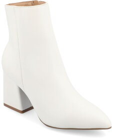 【送料無料】 ジュルネ コレクション レディース ブーツ・レインブーツ シューズ Women's Sorren Tru Comfort Foam Covered Block Heel Pointed Toe Booties White