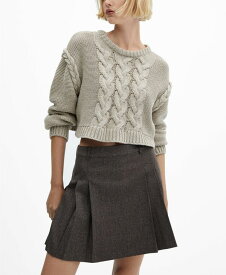 【送料無料】 マンゴ レディース スカート ボトムス Women's Pleated Miniskirt Gray