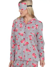 【送料無料】 ホワイトマーク レディース ナイトウェア アンダーウェア 3-Piece Cozy Pajama Set Grey Rose
