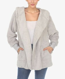 【送料無料】 ホワイトマーク レディース ジャケット・ブルゾン アウター Women's Plush Hooded with Pockets Jacket Gray