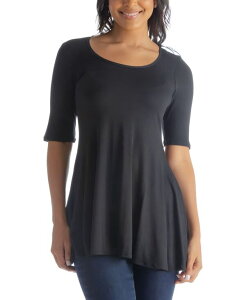 24 �Z�u���R���t�H�[�g ���f�B�[�X �g�b�v�X �V���c 24seven Comfort Apparel Women's Elbow Sleeve Swing Tunic Top Black �u���b�N