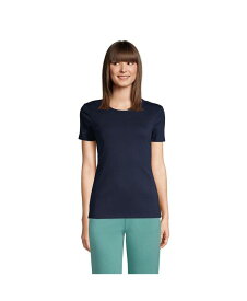 【送料無料】 ランズエンド レディース シャツ トップス Women's Cotton Rib Short Sleeve Crewneck T-shirt Radiant navy