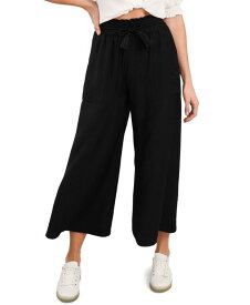 【送料無料】 セセ レディース カジュアルパンツ ボトムス Women's Tie-Waist Wide-Leg Ankle Pull-On Pants Rich Black