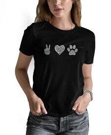 【送料無料】 エルエーポップアート レディース シャツ トップス Women's Peace Love Dogs Word Art T-shirt Black