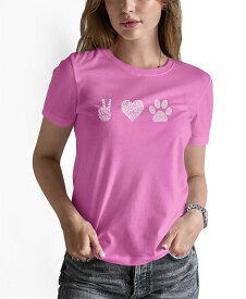 【送料無料】 エルエーポップアート レディース シャツ トップス Women's Peace Love Dogs Word Art T-shirt Pink