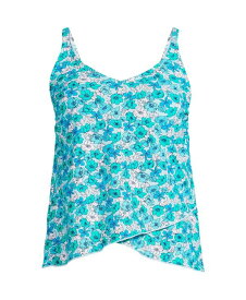 【送料無料】 ランズエンド レディース トップのみ 水着 Women's D-Cup Chlorine Resistant V-Neck Tulip Hem Tankini Swimsuit Top with Adjustable Straps Turquoise/aqua small floral