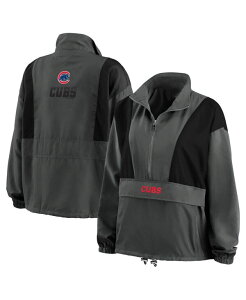 EFA oC G Ah[Y Y AE^[ WPbgEu] WPbg WEAR by Erin Andrews Women's Charcoal Chicago Cubs Packable Half-Zip Jacket Charcoal `R[