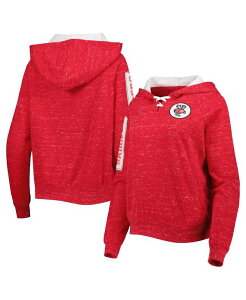 yz RVA fB[X p[J[EXEFbg t[fB[ AE^[ Women's Red Wisconsin Badgers The Devil Speckle Lace-Placket Raglan Pullover Hoodie Red