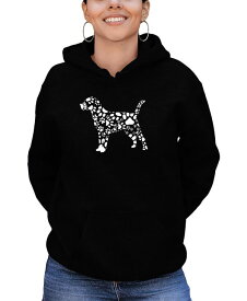 【送料無料】 エルエーポップアート レディース シャツ トップス Women's Dog Paw Prints Word Art Hooded Sweatshirt Black