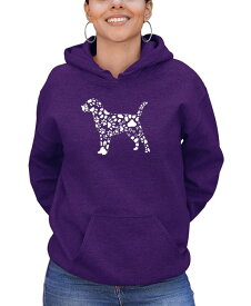 【送料無料】 エルエーポップアート レディース シャツ トップス Women's Dog Paw Prints Word Art Hooded Sweatshirt Purple