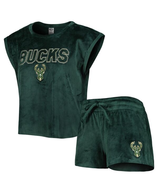 【送料無料】 コンセプツ スポーツ レディース Tシャツ トップス Women´s Hunter Green Milwaukee Bucks Intermission T-shirt and Shorts Sleep Set Hunter Green