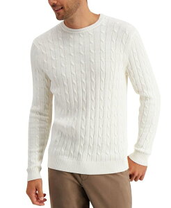 Nu[ Y AE^[ jbgEZ[^[ Rbg jbg Club Room Men's Cable-Knit Cotton Sweater Winter Ivory AC{[