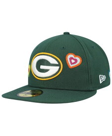 【送料無料】 ニューエラ メンズ 帽子 アクセサリー Men's Green Green Bay Packers Chain Stitch Heart 59FIFTY Fitted Hat Green