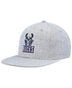 �~�b�`�F��&�l�X �����Y �A�N�Z�T���[ �X�q Mitchell & Ness Men's Heather Gray Milwaukee Bucks Hardwood Classics 2.0 Snapback Hat Heather Gray �O���[