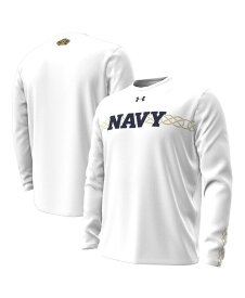 【送料無料】 アンダーアーマー メンズ Tシャツ トップス Men's White Navy Midshipmen 2023 Aer Lingus College Football Classic Performance Long Sleeve T-shirt White
