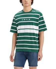 【送料無料】 リーバイス メンズ Tシャツ トップス Men's Relaxed-Fit Half-Sleeve T-Shirt Hunter Green Stripe
