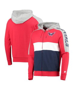�X�^�[�^�[ �����Y �A�E�^�[ �p�[�J�[�E�X�E�F�b�g �L���b�v �p�[�J�[ Starter Men's Red Navy Washington Capitals Playoffs Color Block Full-Zip Hoodie Red Navy �l�C�r�[