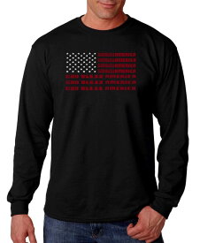 【送料無料】 エルエーポップアート メンズ Tシャツ トップス Men's God Bless America Word Art Long Sleeve T-shirt Black