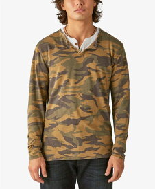 【送料無料】 ラッキーブランド メンズ Tシャツ トップス Men's Venice Burnout Long Sleeve T-shirt Camo Army Colors