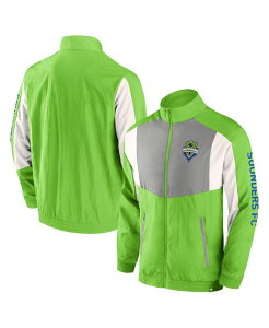 t@ieBNX Y AE^[ WPbgEu] Fanatics Men's Rave Green Seattle Sounders FC Net Goal Raglan Full-Zip Track Jacket