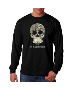 �G���G�[�|�b�v�A�[�g �����Y �g�b�v�X T�V���c LA Pop Art Men's Word Art - Dia De Los Muertos Long Sleeve T-Shirt Black �u���b�N