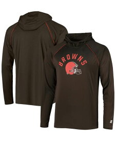 【送料無料】 スターター メンズ Tシャツ トップス Men's Brown Cleveland Browns Raglan Long Sleeve Hoodie T-shirt Brown