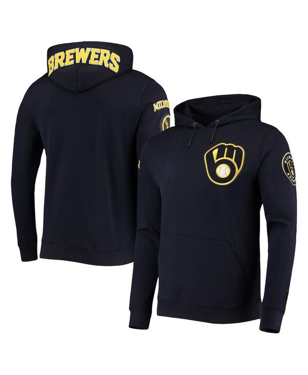 【送料無料】 プロスタンダード メンズ パーカー・スウェット フーディー アウター Men's Navy Milwaukee Brewers Team Logo Pullover Hoodie Navy：ReVida