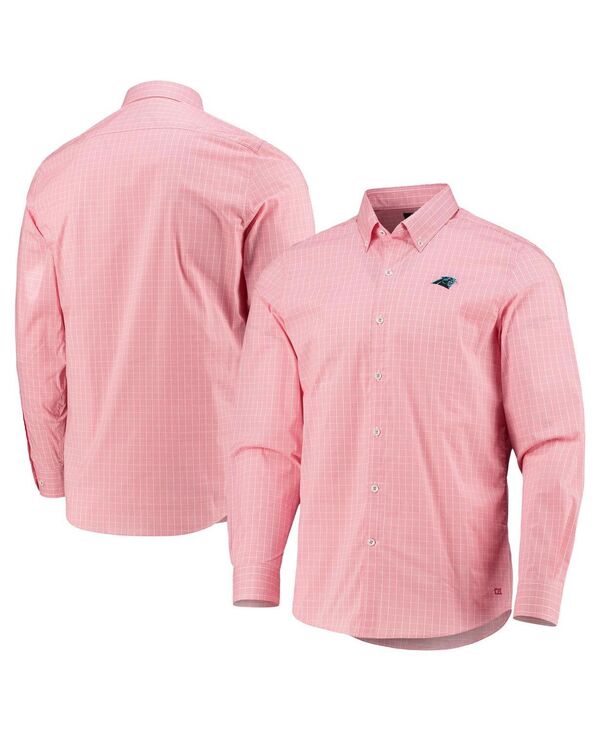 【送料無料】 カッターアンドバック メンズ シャツ トップス Men´s Pink Carolina Panthers Solar Windowpane Long Sleeve Button-Down Shirt Pink