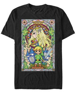 �t�B�t�X�T�� �����Y �g�b�v�X T�V���c Fifth Sun Nintendo Men's Legend of Zelda Wind Waker Link Regal Glass Short Sleeve T-Shirt Black �u���b�N