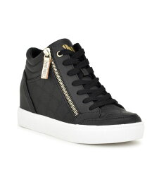 ナインウェスト レディース シューズ スニーカー Nine West Women's Tons High Top Hidden Wedge Sneakers Embossed White Gold - Faux Leather ホワイト