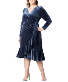【送料無料】 キヨナ レディース ワンピース トップス Women's Plus Size Viola Velvet Long Sleeve Wrap Dress Silver frost