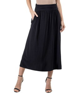 24 �Z�u���R���t�H�[�g ���f�B�[�X �{�g���X �X�J�[�g �}�L�V 24seven Comfort Apparel Women's Foldover with Pockets Maxi Skirt Black �u���b�N