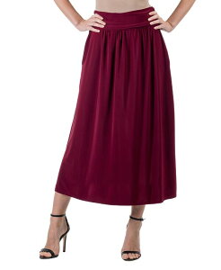 24 �Z�u���R���t�H�[�g ���f�B�[�X �{�g���X �X�J�[�g �}�L�V 24seven Comfort Apparel Women's Foldover with Pockets Maxi Skirt Wine ���C��