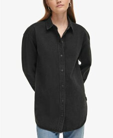 【送料無料】 カルバンクライン レディース ジャケット・ブルゾン アウター Women's Cotton Oversized Denim Overshirt Jacket Black Frost