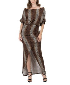 【送料無料】 24セブンコンフォート レディース ワンピース トップス Women's Boat Neck Slit Maxi Dress Brown Multi