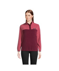 【送料無料】 ランズエンド レディース ジャケット・ブルゾン アウター Women's Heritage Fleece Snap Neck Pullover Jacket Rich burgundy/pink block