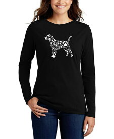 【送料無料】 エルエーポップアート レディース シャツ トップス Women's Dog Paw Prints Word Art Long Sleeve T-shirt Black