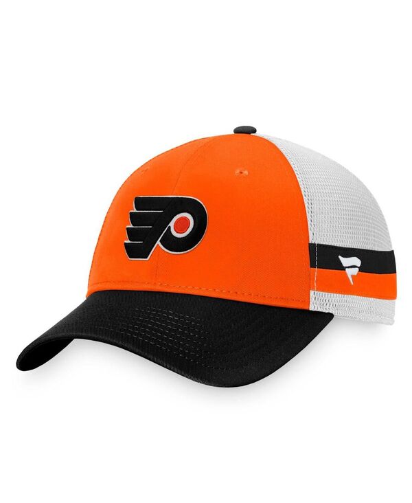 【送料無料】 ファナティクス メンズ 帽子 アクセサリー Men's Branded Orange, Black Philadelphia Flyers Breakaway Striped Trucker Snapback Hat Orange, Black：ReVida