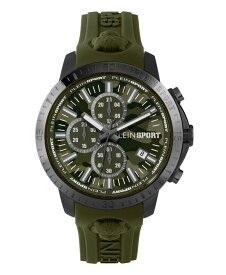 【送料無料】 プレイン スポーツ メンズ 腕時計 アクセサリー Men's Chronograph Date Quartz Plein Gain Green Silicone Strap Watch 43mm Ion Plated Black