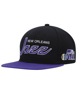 �~�b�`�F��&�l�X �����Y �A�N�Z�T���[ �X�q Mitchell & Ness Men's Black Utah Jazz Hardwood Classics MVP Team Script 2.0 Snapback Hat Black �u���b�N