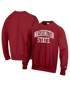 【送料無料】 チャンピオン メンズ パーカー・スウェット アウター Men's Crimson Washington State Cougars Arch Reverse Weave Pullover Sweatshirt Crimson