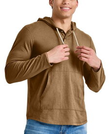 【送料無料】 オルタナティヴ アパレル メンズ パーカー・スウェット アウター HANES Men's HANES Originals Cotton Henley Hooded Sweatshirt Acorn Brown