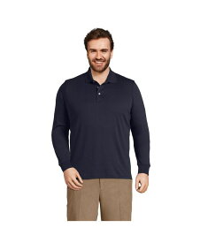【送料無料】 ランズエンド メンズ ポロシャツ トップス Men's Big & Tall Long Sleeve Supima Interlock Polo Shirt Radiant navy