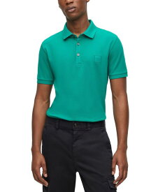 【送料無料】 ヒューゴボス メンズ ポロシャツ トップス Men's Logo Patch Slim-Fit Polo Shirt Dark Green